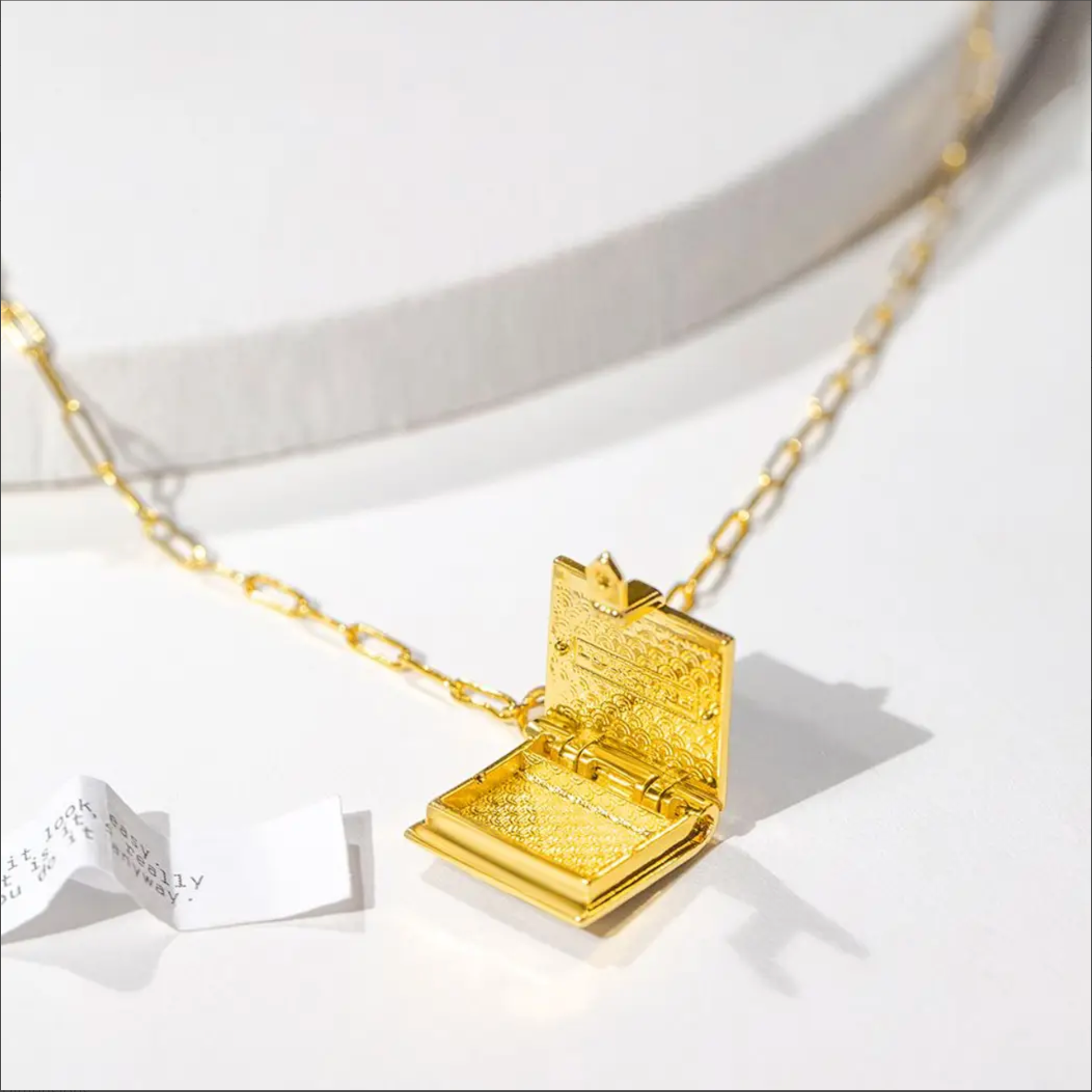 SALE Secret Diary Gold Book Locket Necklace – Em & Lizzie's